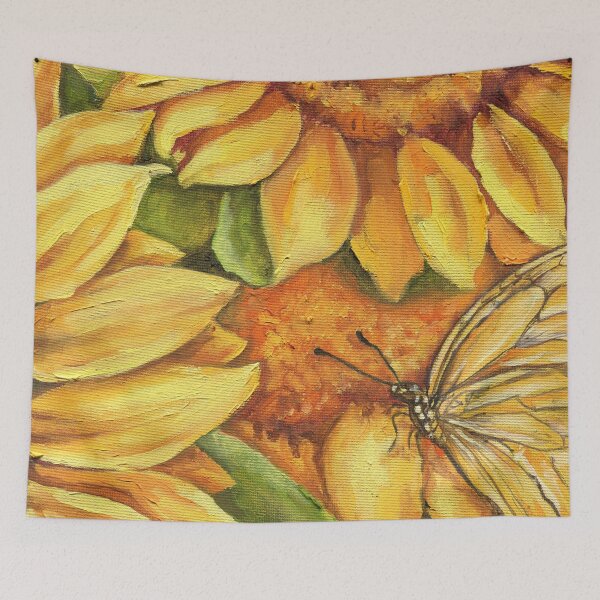 Item preview, Sunflower Design Hand Drawn Floral Butterfly designed and sold by AlisaArtDecor.