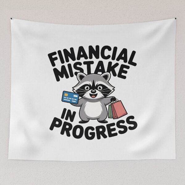 Item preview, Financial Mistake In Progress Black And White Raccoon Design designed and sold by PROPera-design.