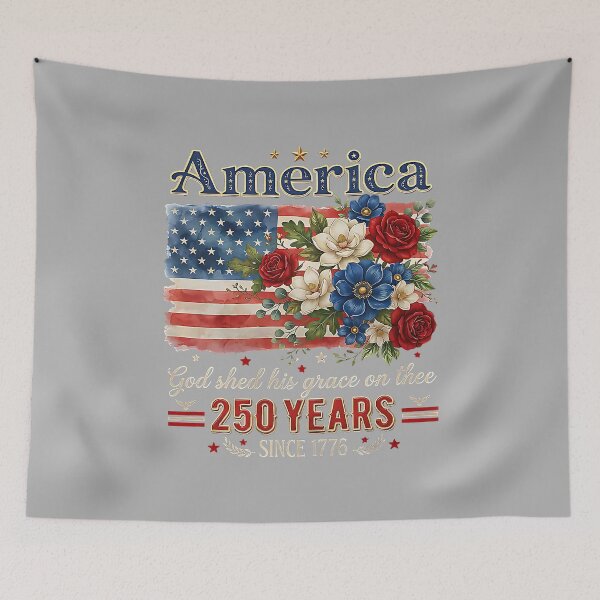 Item preview, America 250 Years Flag Floral God Shed His Grace On Thee designed and sold by ArleneRowe.