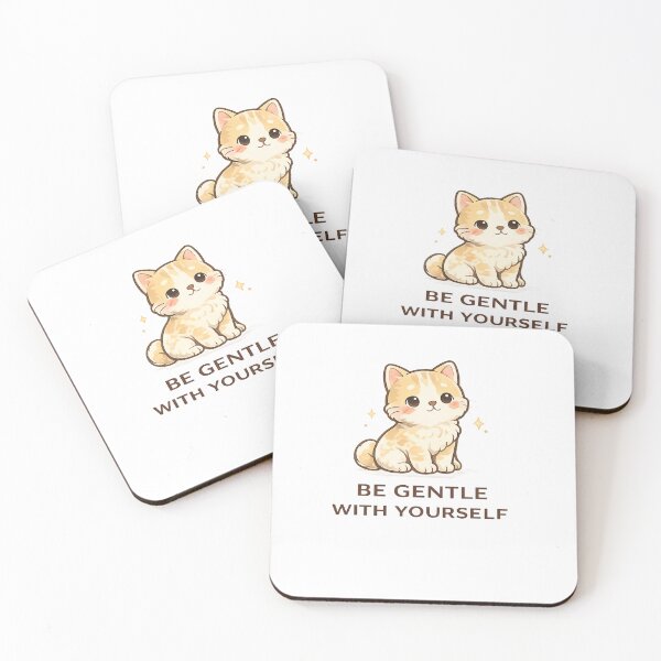 Item preview, Be Gentle With Yourself Cute Cat Minimal Kawaii T-Shirt Design designed and sold by Cute-Corne.