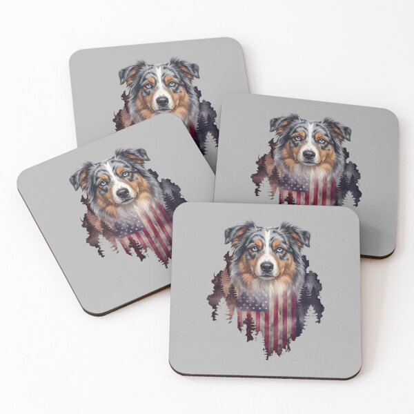 Item preview, Australian Shepherd Dog Patriotic American Flag 4th of July designed and sold by ArleneRowe.