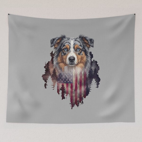 Item preview, Australian Shepherd Dog Patriotic American Flag 4th of July designed and sold by ArleneRowe.
