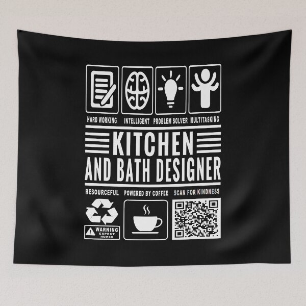Item preview, Funny Kitchen and Bath Designer Job Description Icons QR Code designed and sold by MerchMaxxing.
