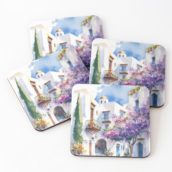 Item preview, Watercolor painting of a Greek village designed and sold by PrintableTravel.