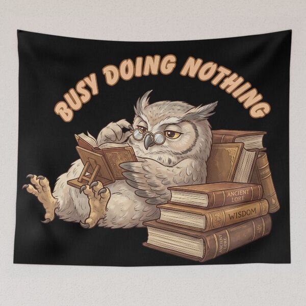 Item preview, Busy Doing Nothing Owl Reading Books Funny Sticker designed and sold by CrystalMineArts.