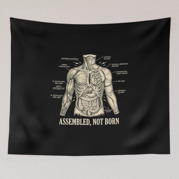 Item preview, Assembled Not Born Frankenstein Anatomy Diagram designed and sold by Fenay Designs.