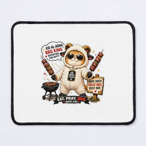 Item preview, Funny Eid BBQ Sheep Cat Sticker designed and sold by 1/2 Stickers.
