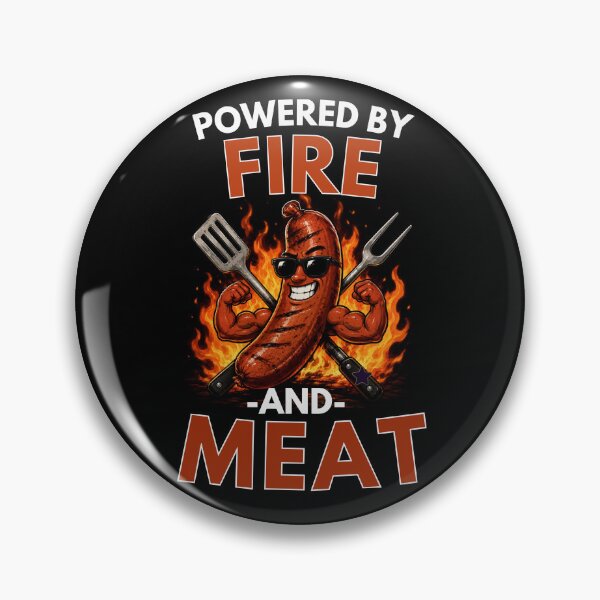 Artikelvorschau, Powered By Fire And Meat BBQ Shirt entworfen und verkauft von PINK FREE.