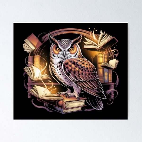 Item preview, Wise Owl Surrounded by Magic Books designed and sold by DailySparks.