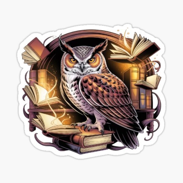 Item preview, Wise Owl Surrounded by Magic Books designed and sold by DailySparks.