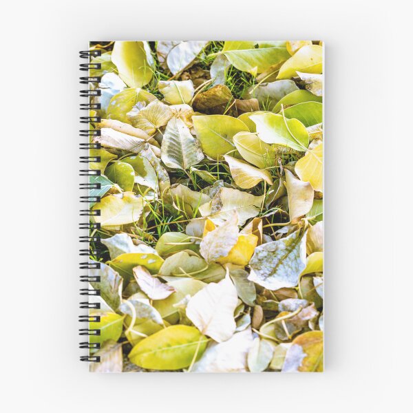 Item preview, Close-up view of fallen autumn leaves in shades of yellow and green covering a grassy ground designed and sold by AbulailArt.