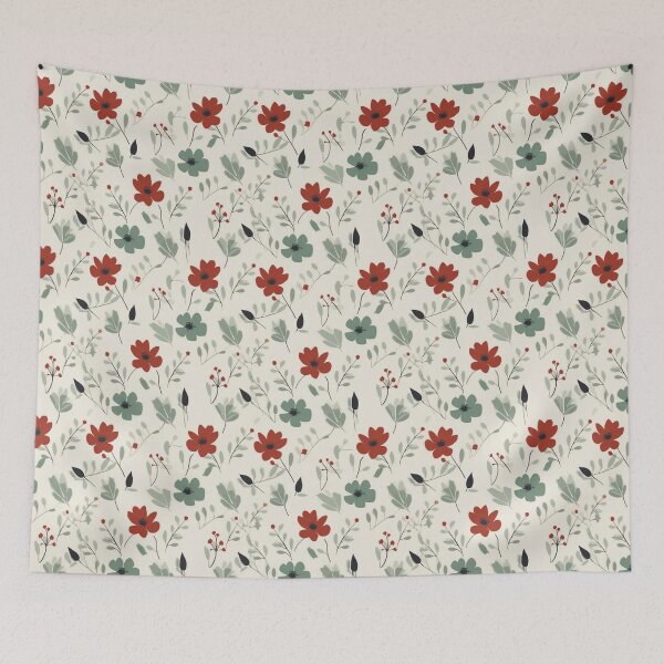 Item preview, Red Retro Flower Motif designed and sold by PetalandPixal.