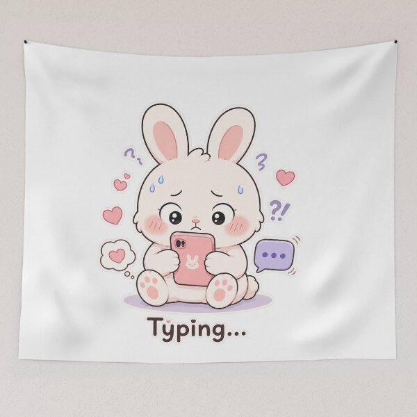 Item preview, Cute Bunny Waiting For Reply Anxiety Mood designed and sold by Sadia  Jannat.