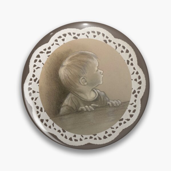 Item preview, Little Boy Waiting For Food at Table, Fine Art Sepia Drawing designed and sold by JoyfulWhimsy.