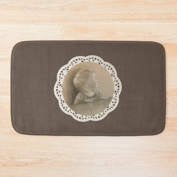 Item preview, Little Boy Waiting For Food at Table, Fine Art Sepia Drawing designed and sold by JoyfulWhimsy.
