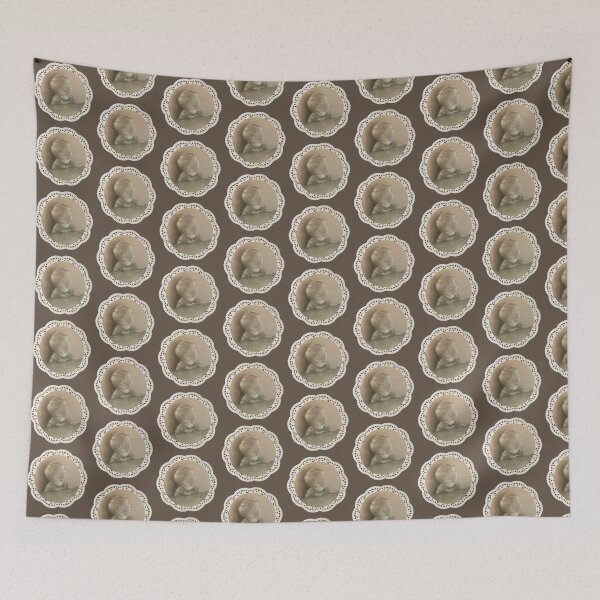 Item preview, Little Boy Waiting For Food at Table, Fine Art Sepia Drawing designed and sold by JoyfulWhimsy.