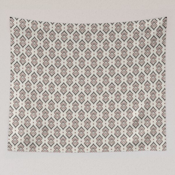 Item preview, Boho Hand drawn Ikat tribal abstract geometric in blue and cream on green designed and sold by EliveraDesigns.