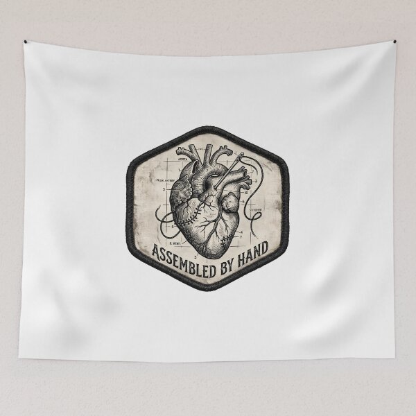 Item preview, Assembled By Hand Frankenstein Stitched Heart Patch designed and sold by Fenay Designs.