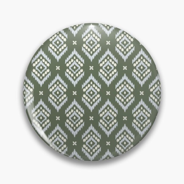 Item preview, Boho Hand drawn Ikat tribal abstract geometric in blue and cream on green designed and sold by EliveraDesigns.