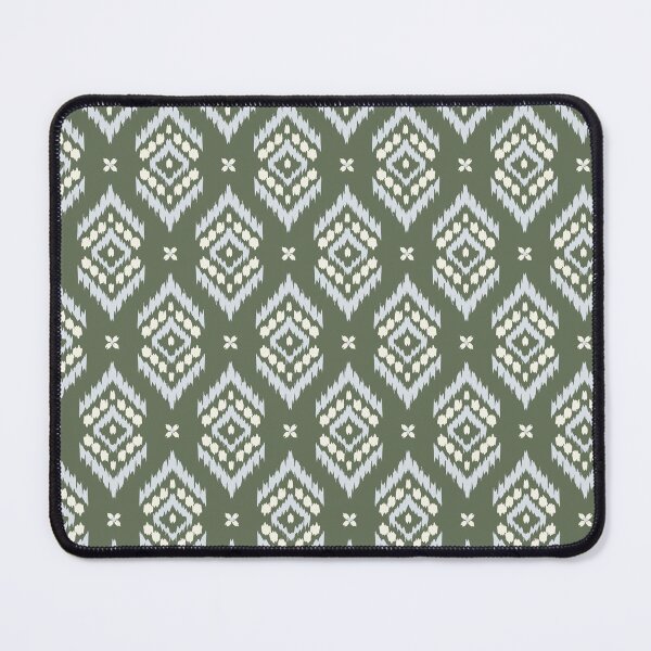 Item preview, Boho Hand drawn Ikat tribal abstract geometric in blue and cream on green designed and sold by EliveraDesigns.