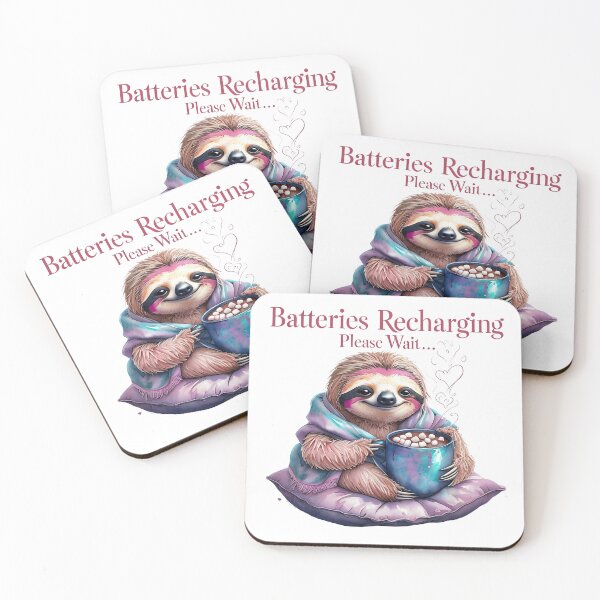 Item preview, Batteries Recharging Sloth - Cozy Cocoa Vibes designed and sold by ArtisticDesignsbyLinda.