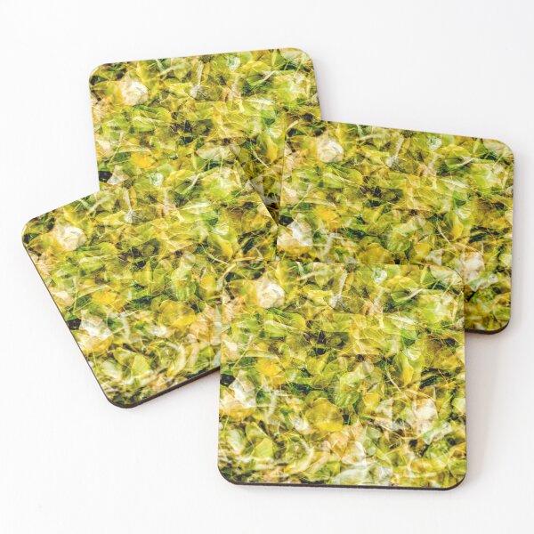 Item preview, Abstract Multiple Exposure of Fallen Yellow and Green Autumn Leaves Creating a Dense Textured Pattern designed and sold by AbulailArt.