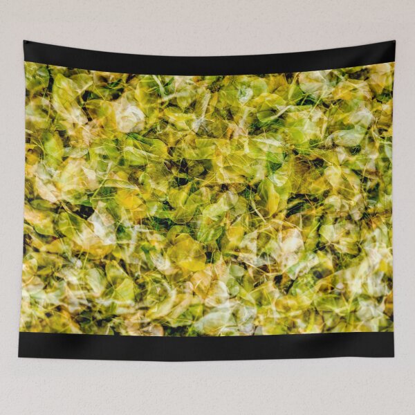 Item preview, Abstract Multiple Exposure of Fallen Yellow and Green Autumn Leaves Creating a Dense Textured Pattern designed and sold by AbulailArt.