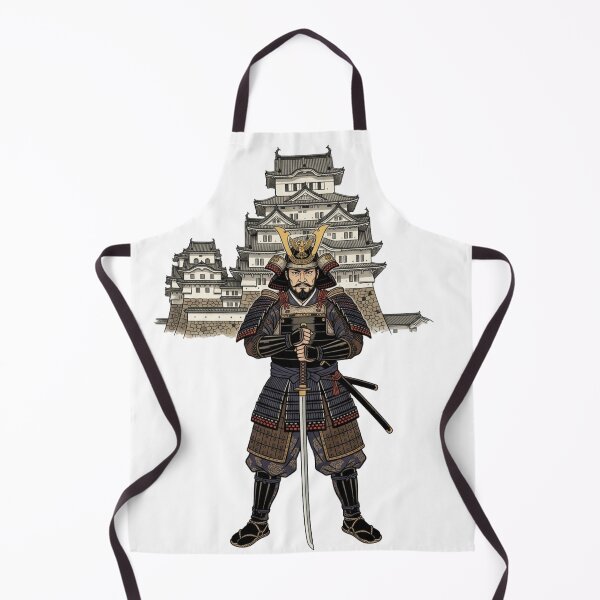 Item preview, Samurai Warrior in Front of Japanese Castle | Traditional Japanese Armor Art Print designed and sold by vekotpu.