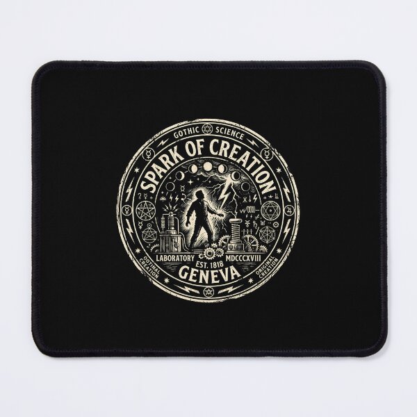 Item preview, Spark of Creation Geneva Frankenstein Gothic Science Emblem designed and sold by Fenay Designs.