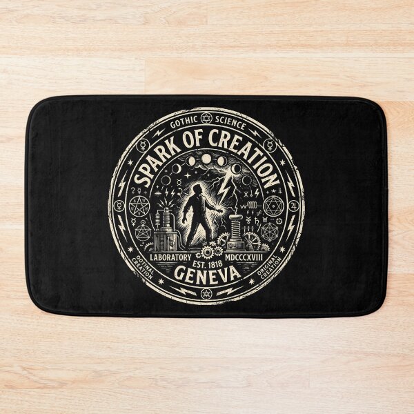Item preview, Spark of Creation Geneva Frankenstein Gothic Science Emblem designed and sold by Fenay Designs.