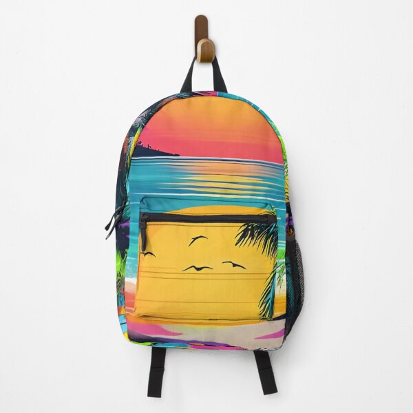 Item preview, Neon Tropical Sunset - Ripped Circle Palm Tree Art designed and sold by A-M-G-Shop.
