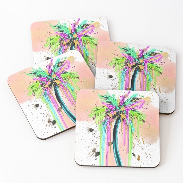 Item preview, Glow Palm Drip: True Neon Abstract Summer Ink Art designed and sold by OnikaD art.