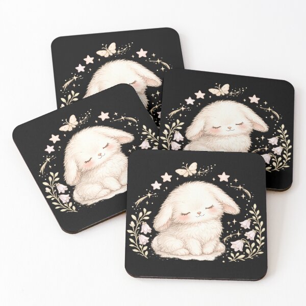 Item preview, Peaceful Sleeping White Bunny with Magical Bellflowers designed and sold by PastelNightfall.
