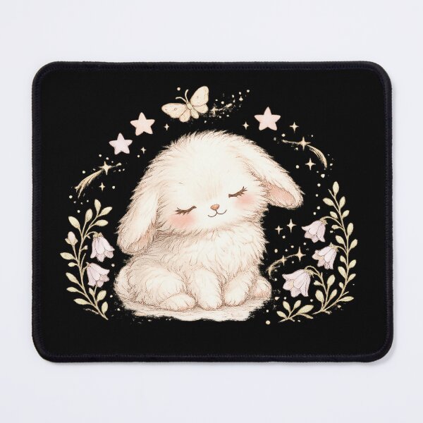 Item preview, Peaceful Sleeping White Bunny with Magical Bellflowers designed and sold by PastelNightfall.