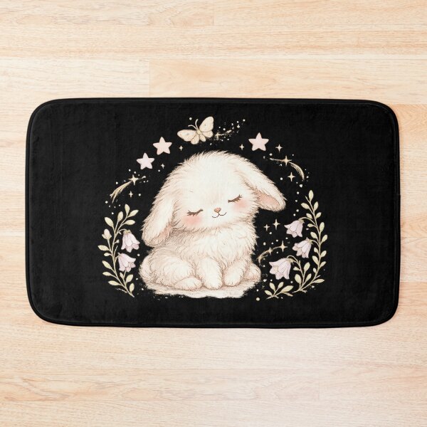 Item preview, Peaceful Sleeping White Bunny with Magical Bellflowers designed and sold by PastelNightfall.