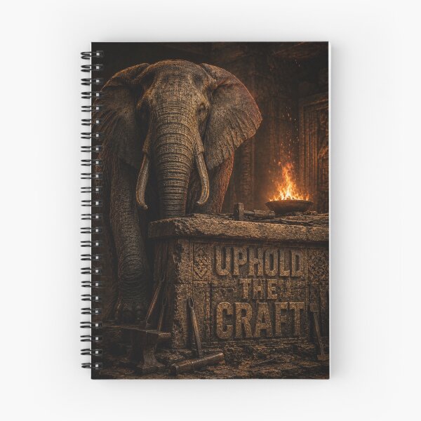 Item preview, Master Builder Uphold The Craft Elephant Industrial Forge Noir Art Print designed and sold by SavannaStrikes.