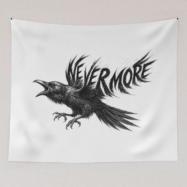 Artikelvorschau, Nevermore Flying Raven Edgar Allan Poe Gothic Design entworfen und verkauft von Fenay Designs.