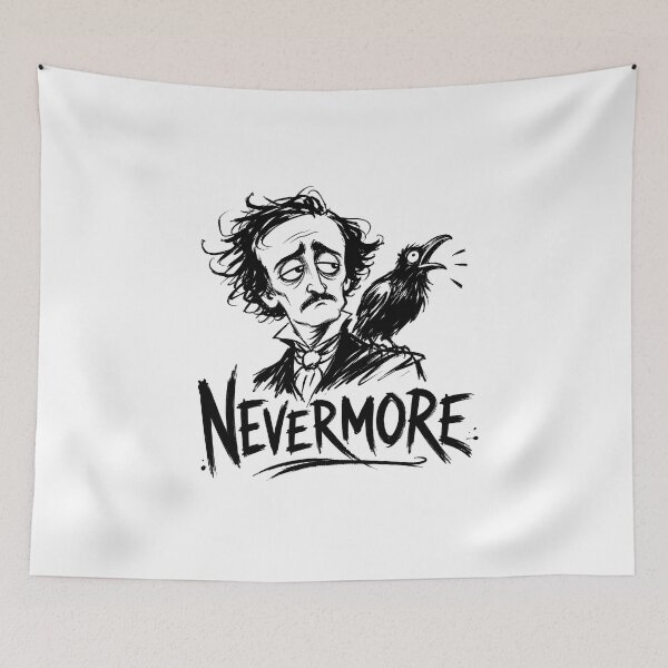 Item preview, Nevermore Edgar Allan Poe And Raven Gothic Illustration designed and sold by Fenay Designs.