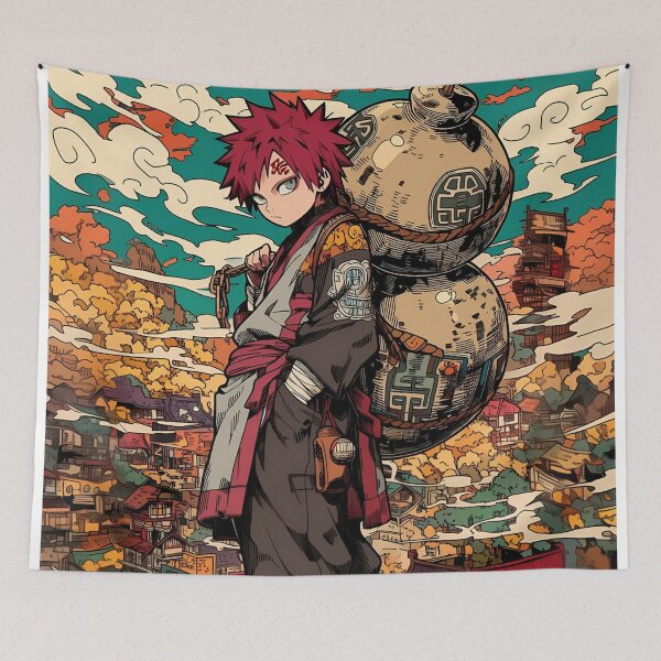 Item preview, Gaara Desert Guardian Anime Wallpaper | Retro Manga Sand Shinobi Aesthetic Art Print designed and sold by Dyan4.