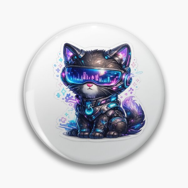 Item preview, Neon Cyber Cat Futuristic Sticker designed and sold by 1/2 Stickers.