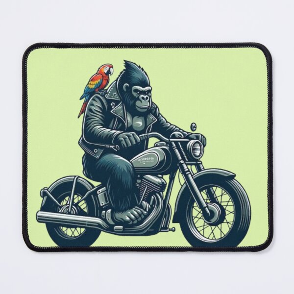 Item preview, Biker Gorilla with Parrot – Whimsical Animal Art designed and sold by Dogandesighn.