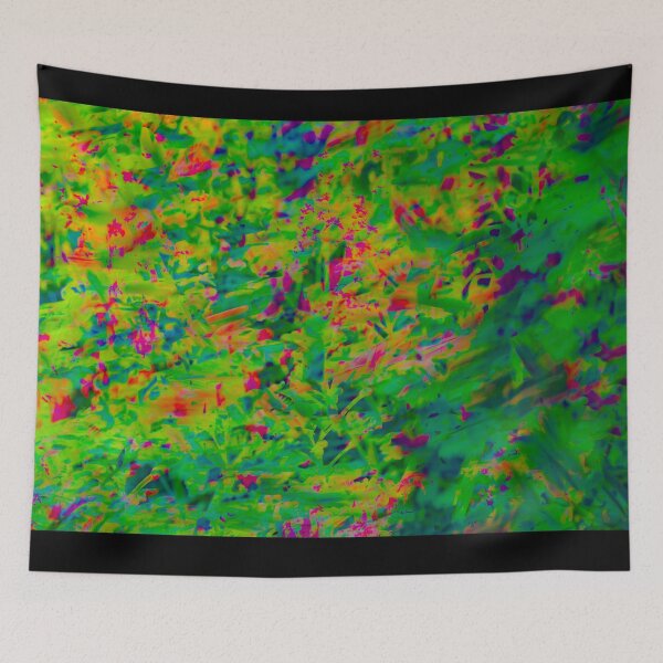 Item preview, A highly stylized, multi-colored abstract where leaves are rendered in neon greens, purples, and reds. designed and sold by AbulailArt.