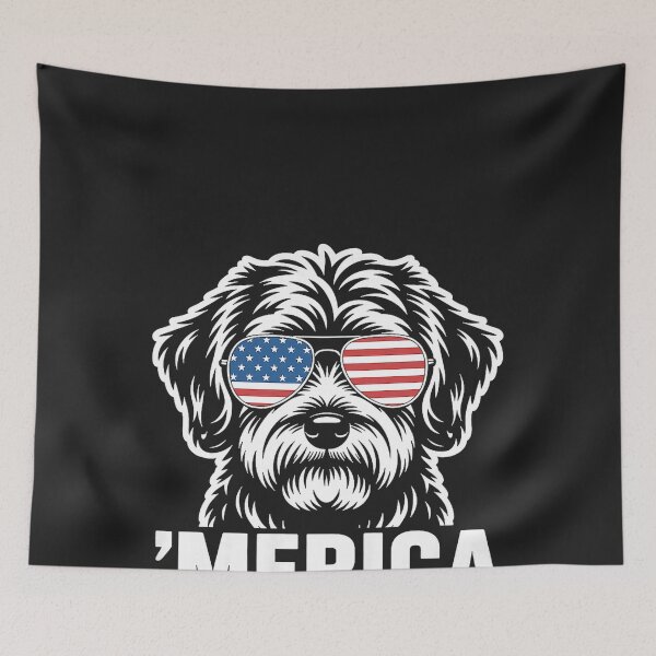 Item preview, Patriotic USA American Flag 4th of July Schnoodle designed and sold by CriseldaBruning.