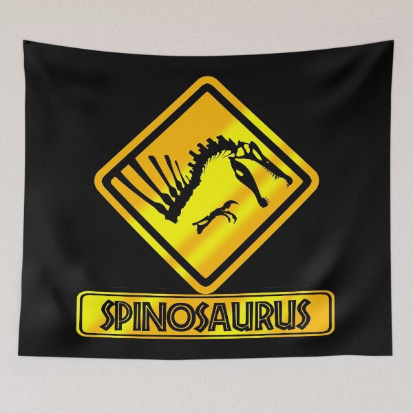 Item preview, Spinosaurus Crossing Sign – Dinosaur Skeleton Warning Design designed and sold by Grimtech Workshop.