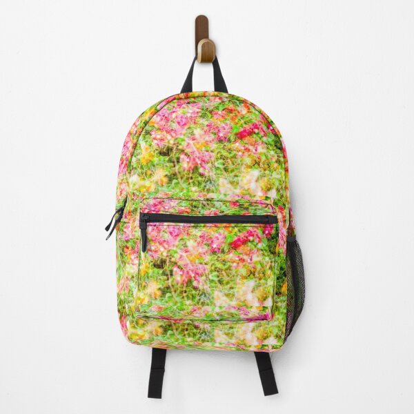 Item preview, A soft, layered exposure of pink and orange bougainvillea flowers intermingled with green leaves, creating a painterly floral tapestry. designed and sold by AbulailArt.