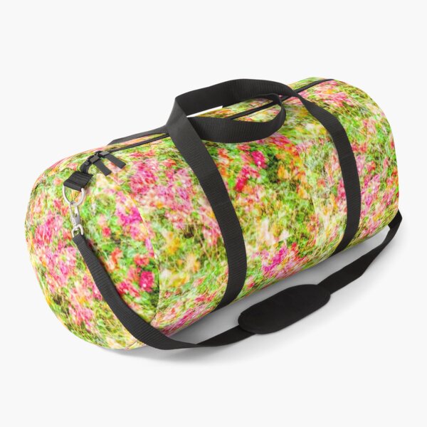 Item preview, A soft, layered exposure of pink and orange bougainvillea flowers intermingled with green leaves, creating a painterly floral tapestry. designed and sold by AbulailArt.
