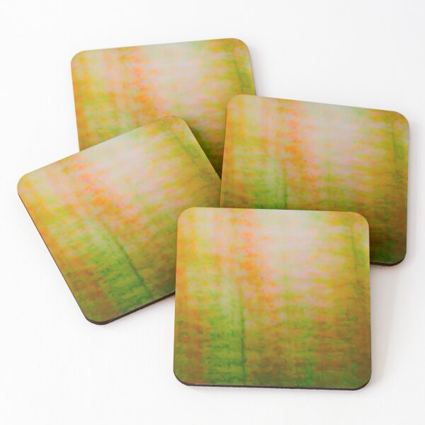 Item preview, A vertical wash of color where blurred green and orange elements create an impression of light filtering through a forest. designed and sold by AbulailArt.
