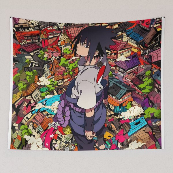 Item preview, Sasuke Uchiha Anime Wallpaper | Retro Manga Shinobi Aesthetic Art Print designed and sold by Dyan4.