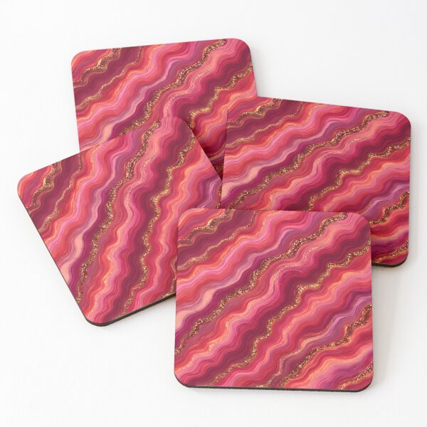 Item preview, Pink Red Marble Waves with Gold Glitter | Luxury Abstract Fluid Art Aesthetic Pattern designed and sold by FeelFreeStore.