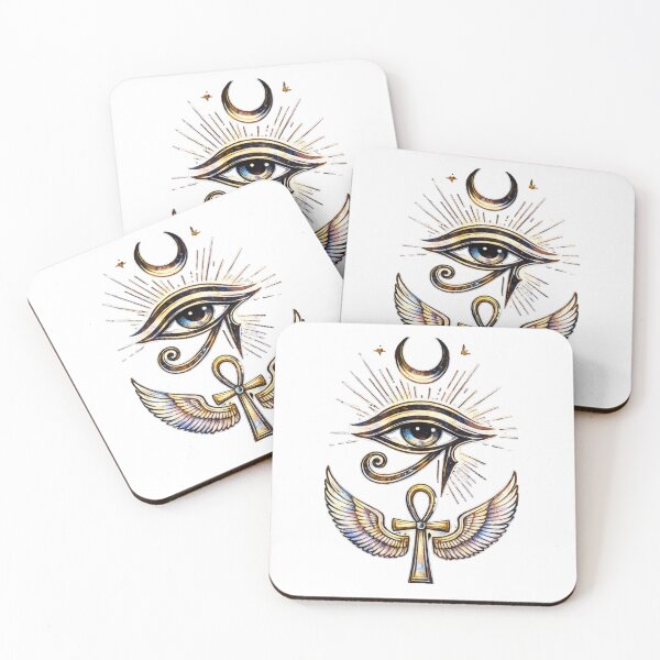 Item preview, Mystic Wadjet Eye: Golden Ankh and Sacred Wings Art designed and sold by GulfSignature.